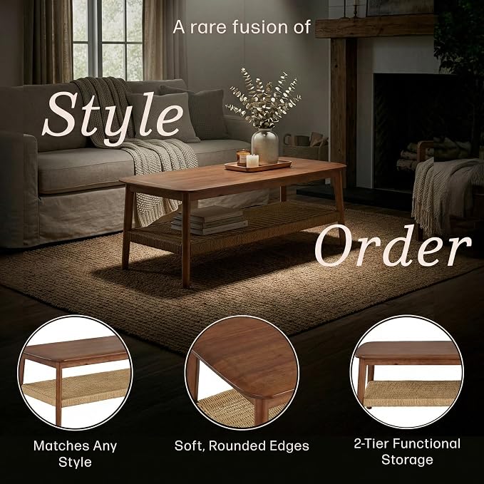 Alaterre Furniture Calais 48 Inch Rectangular Solid Wood Coffee Table - Image 4