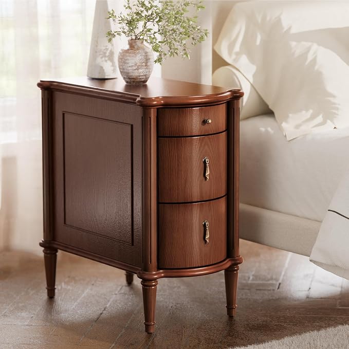 STO'SENSE Nightstand w/Charging Station & 3 Drawers, Pre-Assembled, Vintage by STOSENSE