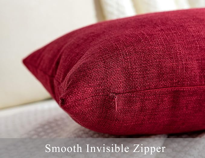 Stellhome Christmas Decorative Burlap Throw Pillow Covers Square Solid - Image 3