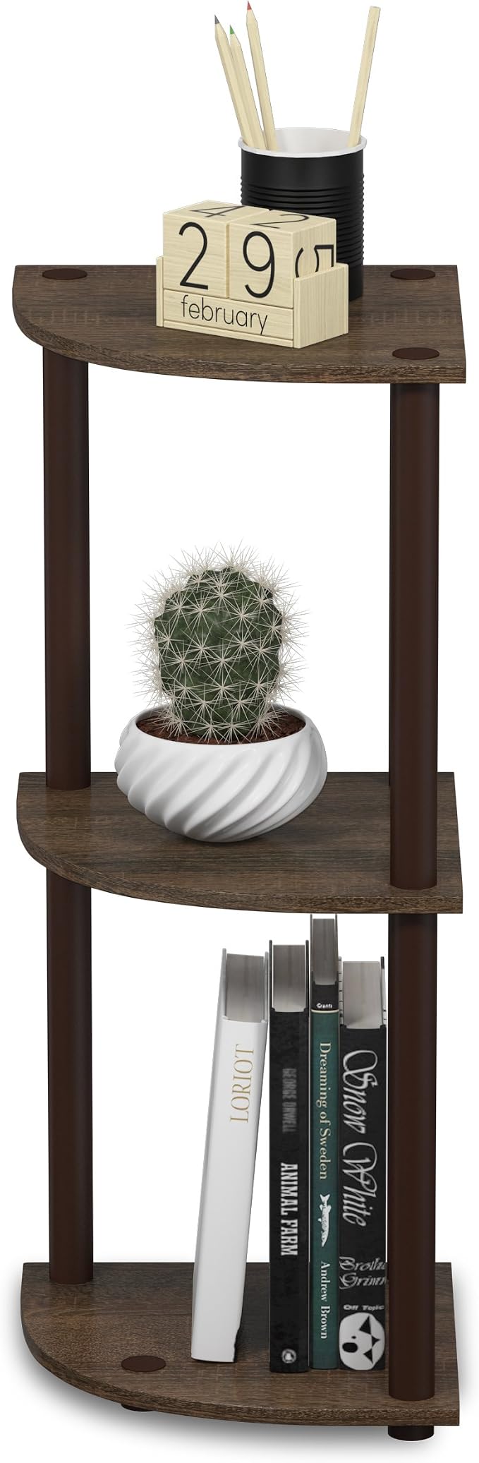 Furinno TURN-N-TUBE Corner Shelf, 3-Tier Corner Bookshelf, Display Storage - Image 6