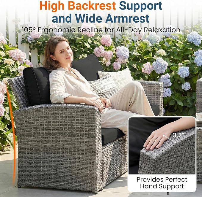 Wisteria Lane Patio Furniture Set, Wicker Outside Outdoor Furniture - Image 5