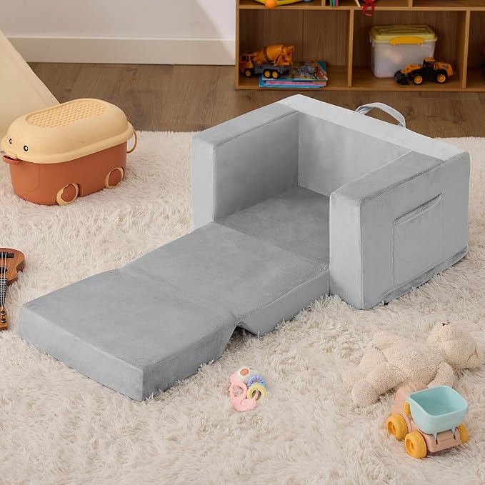 Kids Couch, 2-in-1 Toddler Chair Comfy 1-3 Years Old, Convertible Kids Chair - Image 7
