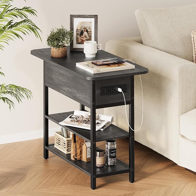 Yoobure End Table with Charging Station, Flip Top Side Table with USB Ports and - Image 4