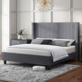 HOWE King Size Bed Frame with 50.8" Tall Wingback Headboard, Modern Corduroy by HOWE