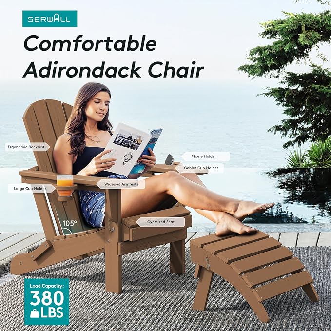SERWALL Adirondack Chair with Cup Holders - Image 6