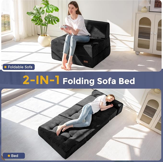 MAXYOYO 8" Folding Sofa Bed, Fold Out Chair Bed Sleeper Chair, Convertible - Image 3