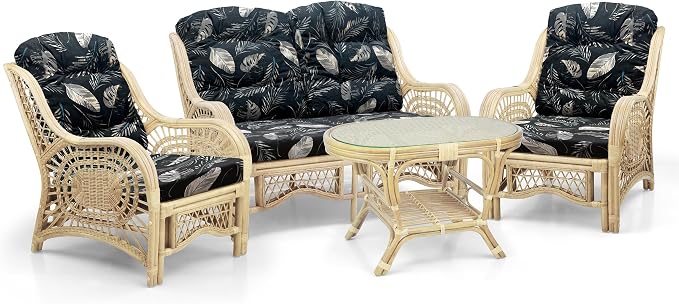 Malibu Lounge Loveseat Sofa Natural Rattan Wicker Handmade Design, Natural Color - Image 5