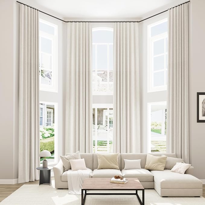 Guken Cream 100% Blackout Cream Linen Curtains 52 Inch Wide by 142 Inch 2 by Guken