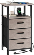 Vagusicc Nightstand with Charging Station, Bedside Table with USB Ports and by Vagusicc