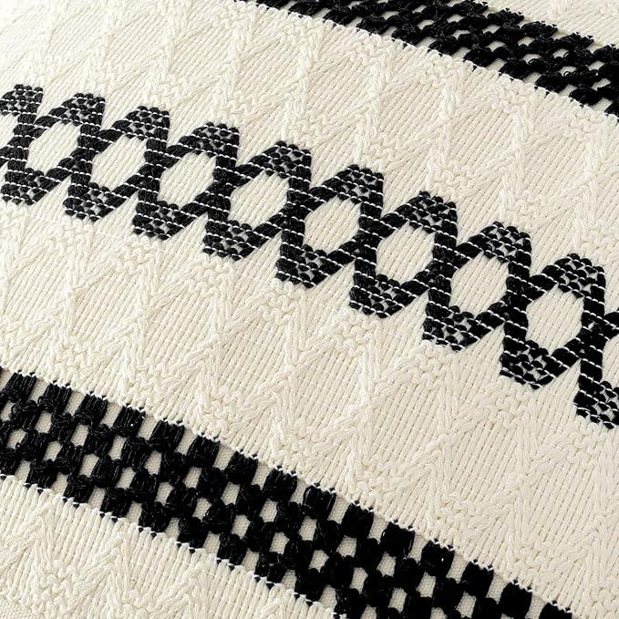 MIULEE Set of 2 Black Boho Decorative Pillow Covers 20x20 Inch Farmhouse Rustic - Image 4