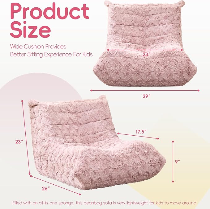 Hobestluk Bean Bag Chair with Memory Foam Ultra Soft Faux Fur Fabric Ergonomic - Image 2