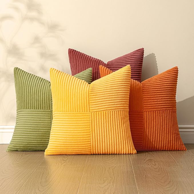 MIULEE Yellow Orange Rust Throw Pillow Covers 20x20 Inch 4 Packs Boho Farmhouse - Image 5