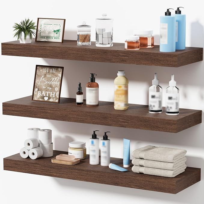 Floating Shelves for Wall, Bathroom Shelves Over Toilet, Wall Shelves & Book by Mifurn