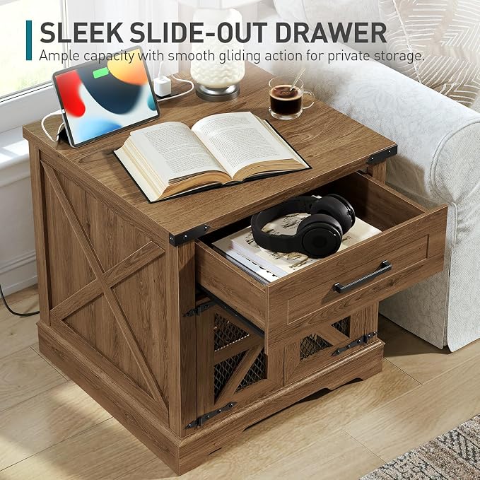 RALGEND Walnut Farmhouse End Table - Image 5