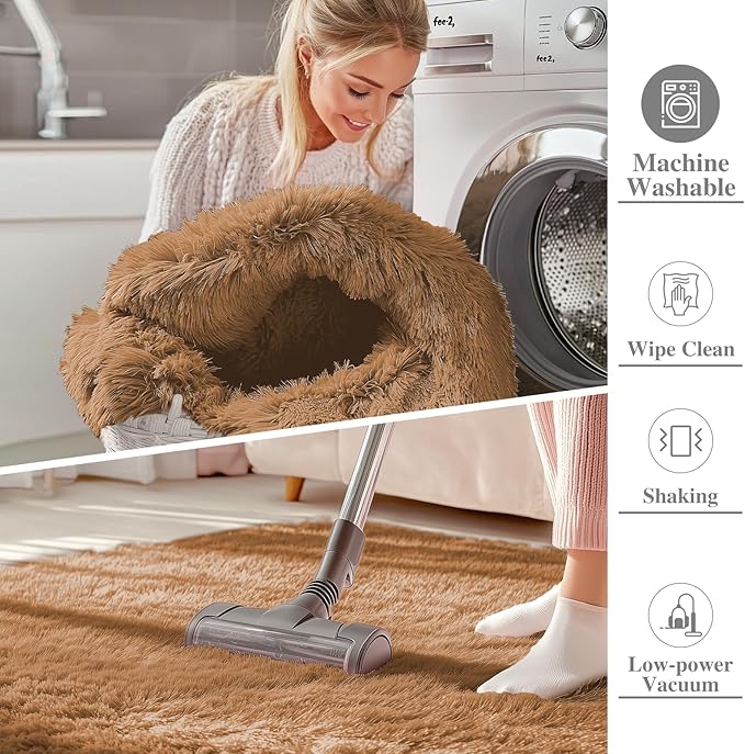 OLANLY 3x5 Machine Washable Small Bedside Rug, Soft Fluffy Shaggy Rugs - Image 2