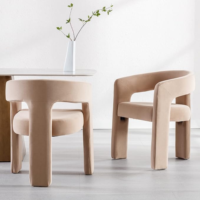 RIVOVA Modern Barrel Dining Chairs Set of 8, Velvet Upholstered Accent Side - Image 3