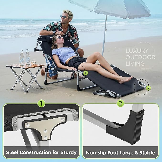 FUNDANGO Oversize Lounge Chair Outdoor, 300 lbs Large Camping Cots - Image 4