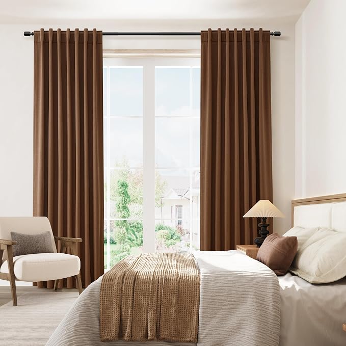 Guken 100% Blackout Linen Curtains 80 Inch Length 2 Panels Set - Image 8