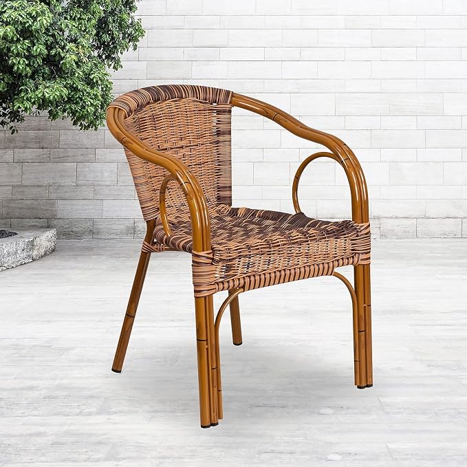 Flash Furniture Cadiz Series Dark Red Bamboo-Aluminum Indoor-Outdoor - Image 2