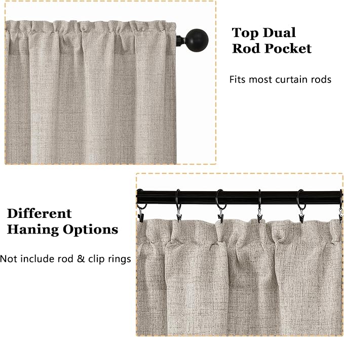 OWENIE Linen Valances for Windows 1 Pcs 18 Inch Length, Light Filtering - Image 4
