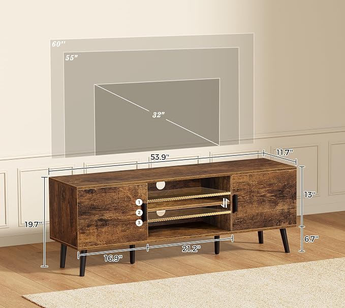 SUPERJARE TV Stand for 55 Inch TV, Entertainment Center - Image 3