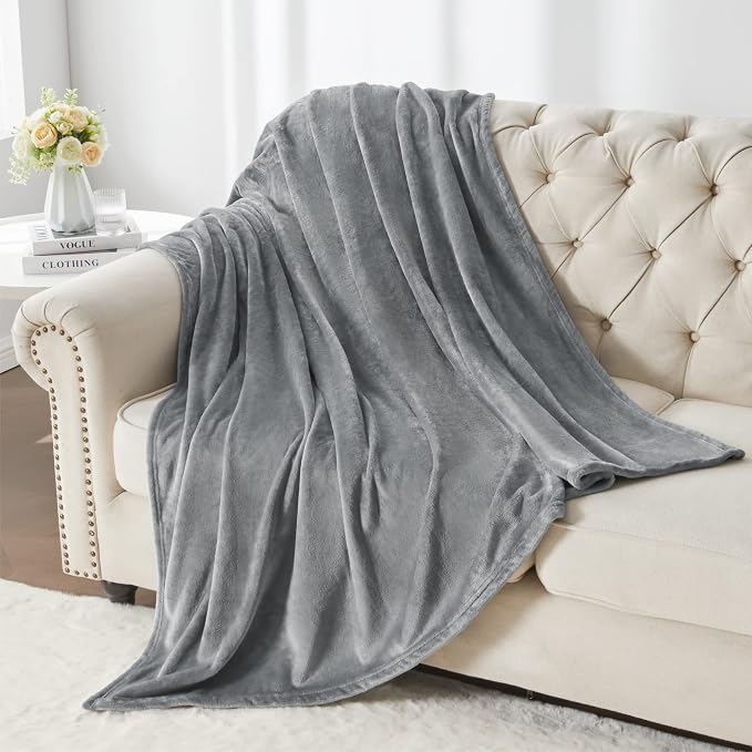 BEDELITE Fleece Blanket Twin Size Grey Throw Blanket - Image 5