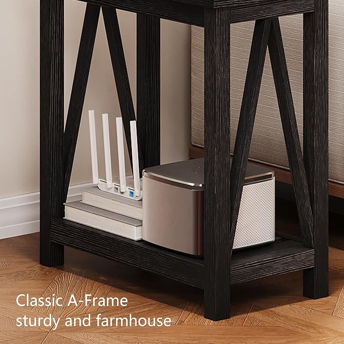 ChooChoo Farmhouse End Table Set of 2, Rustic Vintage Narrow End Side Table - Image 6