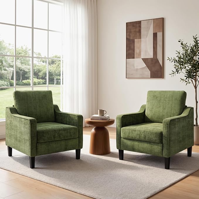 TLSUNNY Mid-Century Accent Chair, Modern Upholstered Chenille Armchair & Padded - Image 9