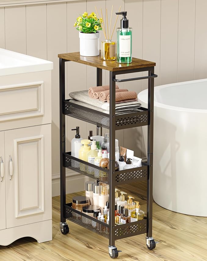 OKZEST Utility Slim Storage Cart, 4-Tier Narrow Bathroom Organizer and Storage by OKZEST