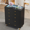 Drawer Dresser with LED Lights, 30.7" W x 39" H Tall Tempered Glass Top Dresser by DesignedforYourHome
