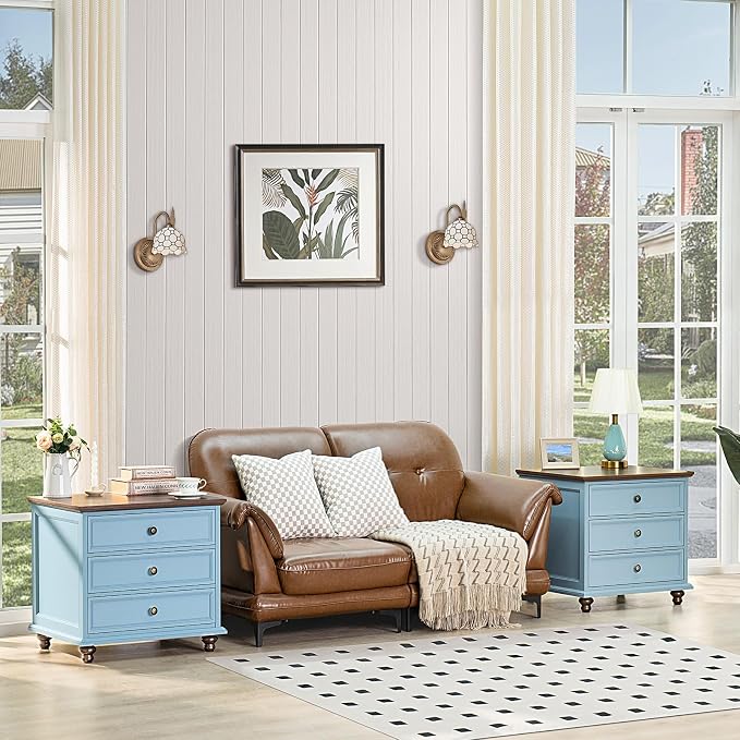 Joaxswe 24" Wide Farmhouse Night Stand Set of 2, Large End Table - Image 4
