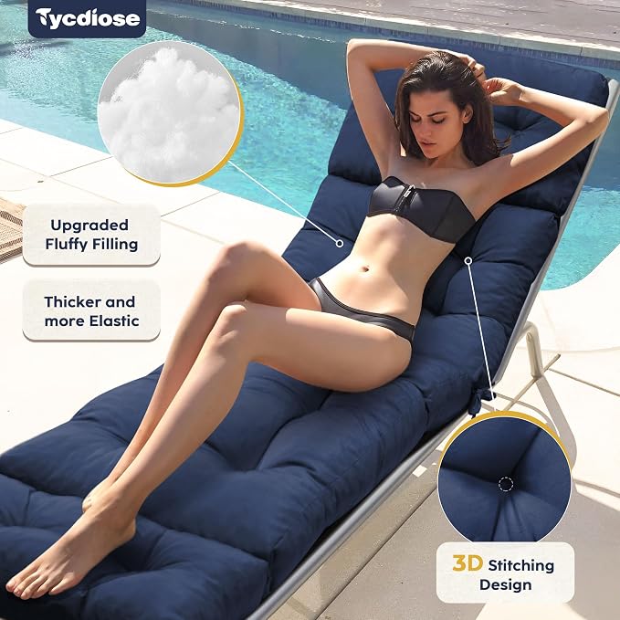 Chaise Lounge Cushions Outdoor Set of 2, 74.4 x 22 x 4.7 Inches Thickened - Image 3