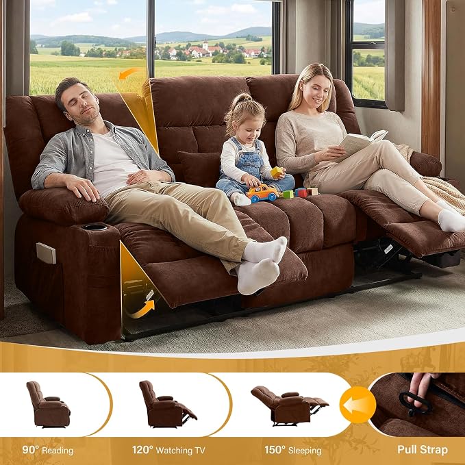BOSMILLER Reclining Sofa with Cup Holders - Image 3