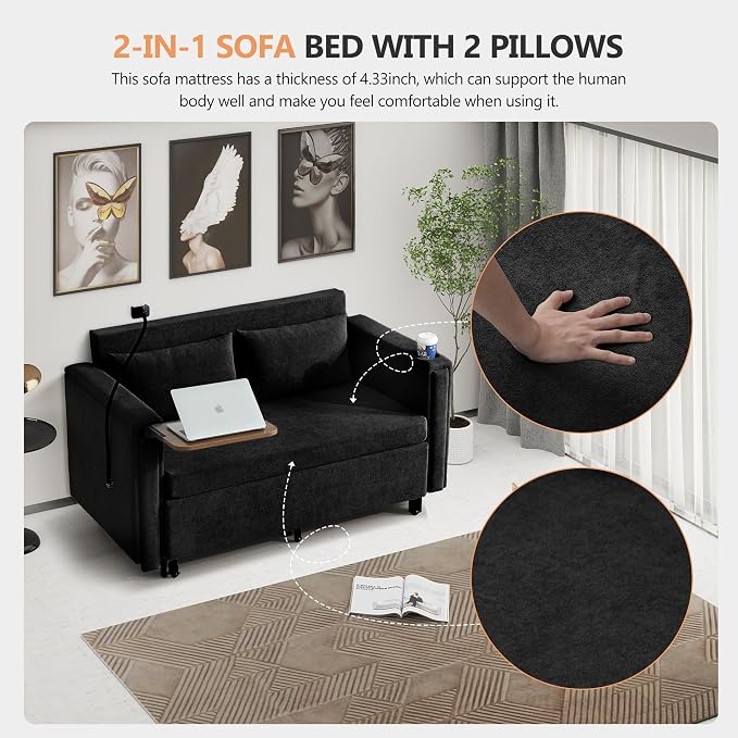 3-in-1 Convertible Sleeper Sofa Couch - Image 4