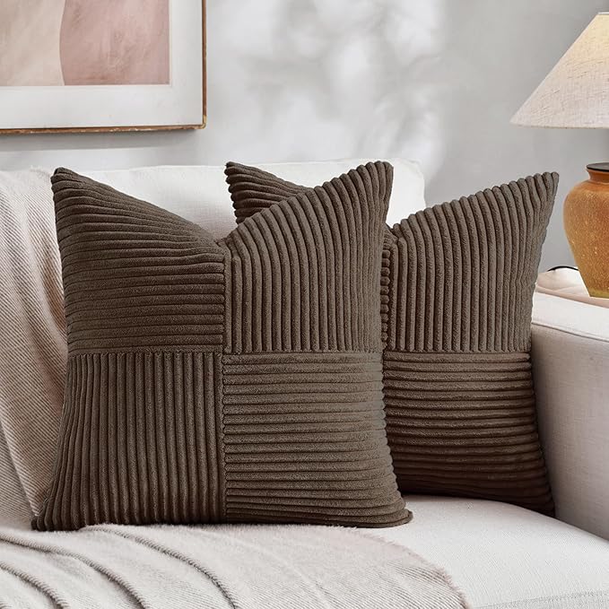 Fancy Homi 2 Packs Dark Brown Euro Decorative Throw Pillow Covers 26x26 Inch by Fancy+Homi
