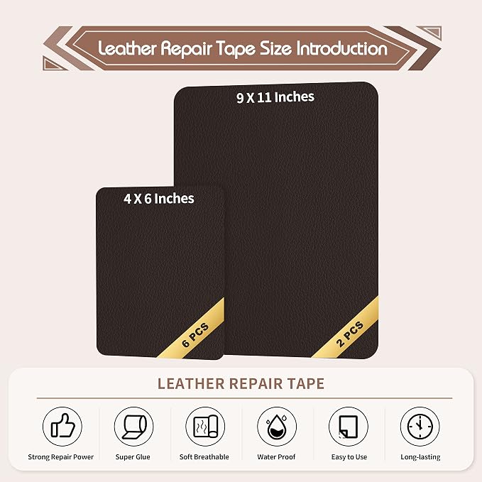 KING MOUNTAIN Leather Repair Patch, 2 Packs 9 x 11 Inches self Adhesive Leather - Image 4