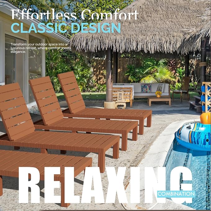DIMAR GARDEN Outdoor Chaise Lounge, Resin Pool Lounge Chair Waterproof Recliner - Image 7