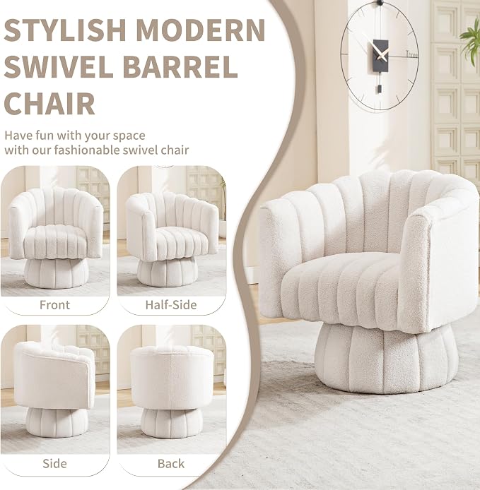 Swivel Accent Barrel Chair Set of 2- Cute Comfy Small Round 360° Arm Chair - Image 6