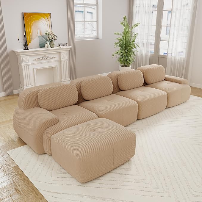 Boneless Sectional Couch, No Assembly Required, 152.7” L Shaped Modular Cloud by ModonChicSofasCouches