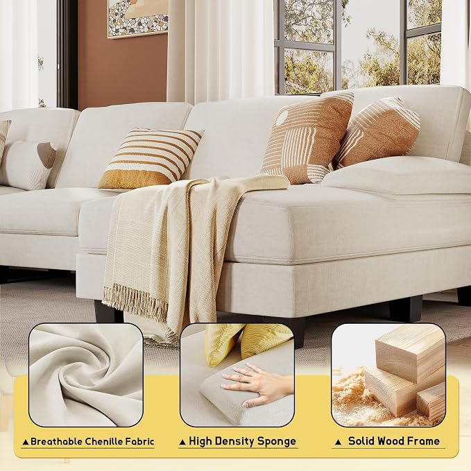 JUMMICO Sectional Couches for Living Room, U Shaped Couch - Image 5