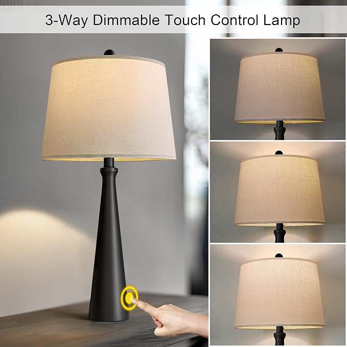 Oneach 25.75" Table Lamps for Living Room, Bedside Lamp 3-Way Dimmable Touch - Image 3