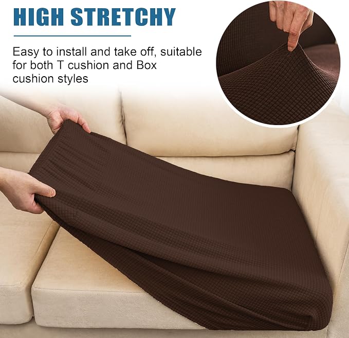 Water Repellent Couch Cushion Cover Loveseat Cover, Stretch Sectional Sofa Seat - Image 6