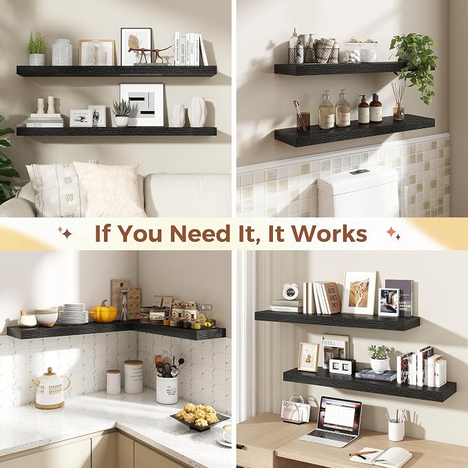 Dreamland 55 Inch Black Floating Shelves - Image 7