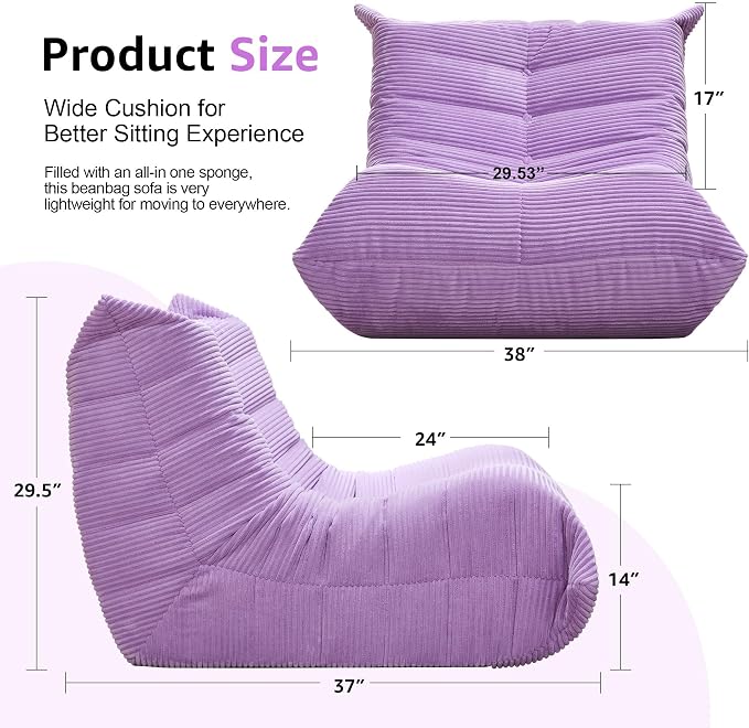 Bean Bag Chairs for Adults Giant Bean Bag Chair Memory Foam BeanBag Chair Bean - Image 2