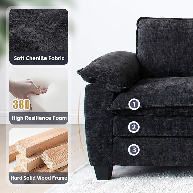 mestyl Modular Sectional Sofa Comfy Cloud Couch, 3 Deep Seat Sleeper Sofa Couch - Image 4