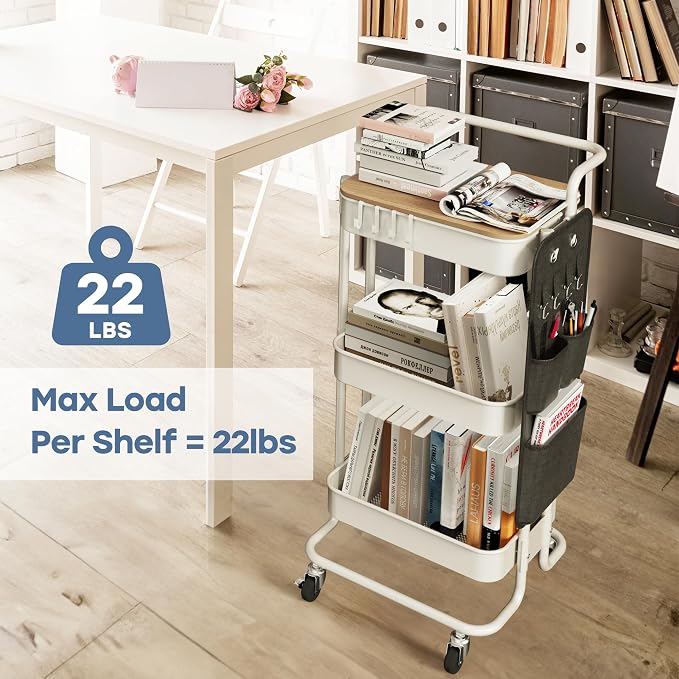 DTK 3 Tier Metal Utility Rolling Cart - Image 3