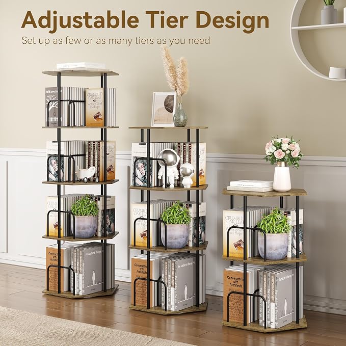 SUNMORY 4 Tier Rotating Bookshelf Tower, Revolving 360 ° Spinning Bookcase - Image 5