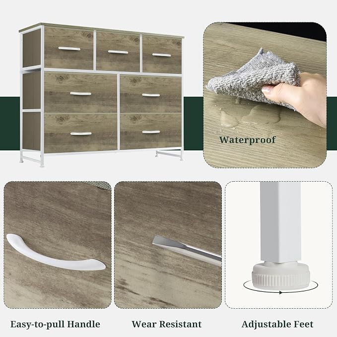 7-Drawer Dresser for Bedroom, Anti-Tip Wide Storage Organizer Fabric Chest of - Image 6