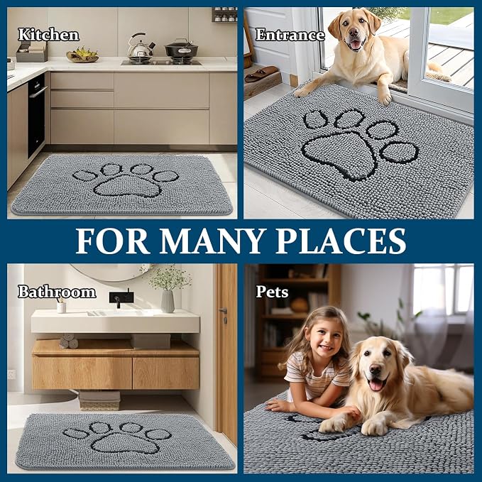 OLANLY Dog Door Mat for Muddy Paws 59x20, Paw Print Design, Absorbs Moisture - Image 8