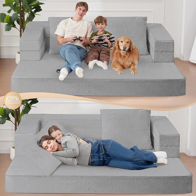 Futon Sofa Bed with Pillow, 3-in-1 Sleeper Sofa Bed with Removable Cover - Image 5